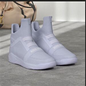 SoulSfeng Men’s High Top Knit Slip-On White Athletic Sneaker Shoes New w/ Box